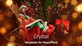  Presentation with christmas elf - Slide set with cheerful-girl-fairytale-elf-swings background and a tawny brown colored foreground