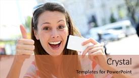  Presentation with tourist - Slides with cheerful girl in showing tourist pass background and a red colored foreground