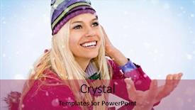  Presentation with cheerful stylish city girl using - Presentation theme consisting of cheerful girl in the snow background and a violet colored foreground