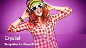  Presentation with music headphones - Slide set with gift box with heart background and a gray colored foreground