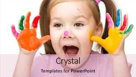  Presentation with cheerful stylish city girl using - Audience pleasing PPT theme consisting of cheerful girl showing her hands backdrop and a lemonade colored foreground