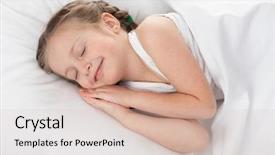  Presentation with sleep - Audience pleasing slide set consisting of cheerful girl sleep in white backdrop and a  colored foreground