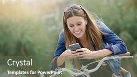  Presentation with bike - Cool new presentation with cheerful-girl-with-city-bike backdrop and a  colored foreground