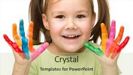  Presentation with cheerful stylish city girl using - Cool new presentation theme with cheerful girl with painted hands backdrop and a  colored foreground