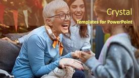  Presentation with celebration - Slides with cheerful-grandmom-with-granddaughter background and a tawny brown colored foreground