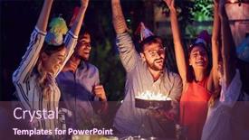  Presentation with party candles - Slides enhanced with cheerful-group-of-young-friends background and a tawny brown colored foreground