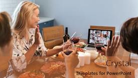  Presentation with party - Cool new PPT theme with cheerful-happy-friends-having-party backdrop and a red colored foreground