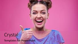  Presentation with broad - Presentation theme with cheerful happy woman broad background and a  colored foreground