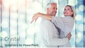  Presentation with wife - Cool new slides with cheerful husband embracing wife against blurred blue light backdrop and a sky blue colored foreground