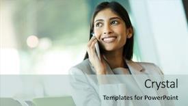  Presentation with indian woman - PPT layouts featuring cheerful indian business woman talking background and a lemonade colored foreground