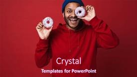  Presentation with donuts - PPT theme enhanced with cheerful-indian-guy-wearing-blue background and a wine colored foreground