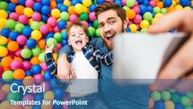  Presentation with joyful - Theme with cheerful joyful son and dad background and a ocean colored foreground