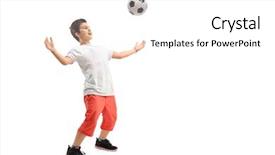  Presentation with kid chef - Presentation with cheerful kid waiting a football background and a white colored foreground