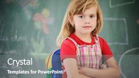  Presentation with maths for school kids - Audience pleasing PPT theme consisting of cheerful kids at school room backdrop and a gray colored foreground