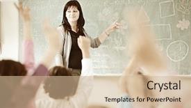  Presentation with school kids - Amazing presentation having cheerful kids at school room backdrop and a coral colored foreground