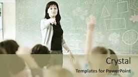  Presentation with kids in school - Audience pleasing presentation consisting of cheerful kids at school room backdrop and a mint green colored foreground