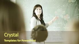  Presentation with activity - Presentation theme with cheerful kids at school room having education activity with teacher background and a tawny brown colored foreground