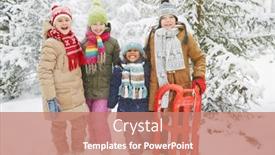  Presentation with kids - Audience pleasing slide set consisting of cheerful-kids-in-snowfall-looking and a coral colored foreground