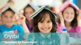  Presentation with school kids - Presentation consisting of cheerful kids learning in school background and a teal colored foreground