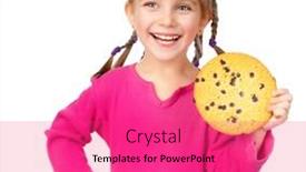  Presentation with chocolate chip cookies - Theme featuring cheerful little girl with chocolate chip cookies background and a coral colored foreground