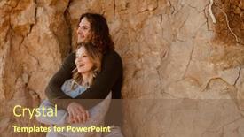  Presentation with beach rocks - Presentation theme with cheerful-lovely-young-couple-wearing background and a tawny brown colored foreground
