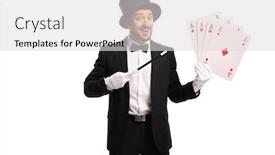  Presentation with magic wand - Theme enhanced with cheerful-magician-with-a-magic background and a light gray colored foreground
