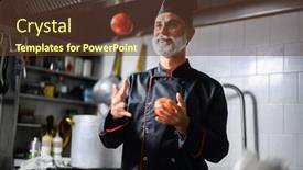  Presentation with tomato - Slides having cheerful-male-chef-entertaining and a tawny brown colored foreground