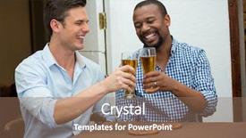  Presentation with restaurant toasting - Amazing slide deck having cheerful male friends toasting beer backdrop and a  colored foreground