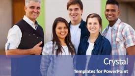  Presentation with senior high school - PPT theme consisting of cheerful male high school teacher background and a ocean colored foreground