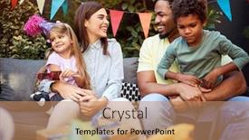  Presentation with children birthday - Audience pleasing slides consisting of cheerful-man-and-woman backdrop and a coral colored foreground