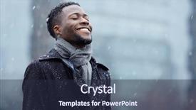  Presentation with snowflakes - Amazing presentation design having cheerful man enjoying snowflakes falling backdrop and a wine colored foreground