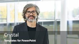  Presentation with director - Theme having cheerful-mature-bearded-businessman background and a wine colored foreground