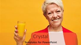  Presentation with looking glass - PPT layouts with cheerful-mature-blond-woman background and a  colored foreground