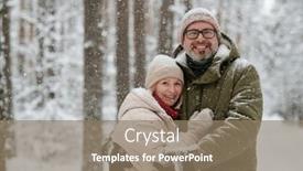  Presentation with cheerful - PPT theme enhanced with cheerful-mature-couple-in-winterwear background and a coral colored foreground