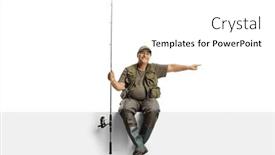  Presentation with fisherman - Presentation design with cheerful-mature-fisherman background and a white colored foreground