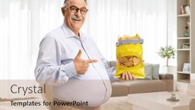  Presentation with tortilla - Theme with cheerful-mature-man-holding background and a coral colored foreground