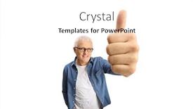  Presentation with clothes - Audience pleasing presentation theme consisting of cheerful-mature-man-in-casual backdrop and a white colored foreground