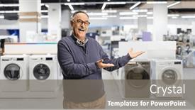  Presentation with electrical - Slides enhanced with cheerful-mature-man-showing-electrical background and a  colored foreground