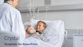  Presentation with sickness - Slide deck having cheerful-mature-woman-doctor-visiting background and a sky blue colored foreground