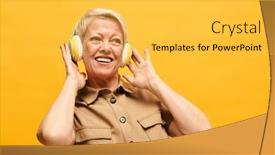  Presentation with isolation - Presentation theme consisting of cheerful-mature-woman-with-short background and a yellow colored foreground