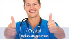  Presentation with medical worker - Amazing presentation design having cheerful medical worker giving backdrop and a ocean colored foreground