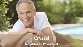  Presentation with middle ages - Slides having cheerful middle aged man reclining background and a  colored foreground