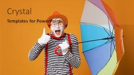  Presentation with orange colored - PPT layouts enhanced with cheerful-mime-with-multi-colored background and a gold colored foreground