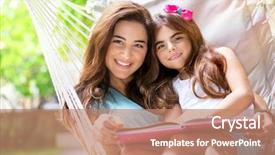  Presentation with baby book - Presentation having cheerful mother with baby background and a coral colored foreground