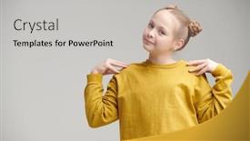  Presentation with kids space - Presentation theme featuring cheerful-naughty-girl-wearing-casual background and a light gray colored foreground