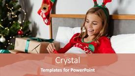  Presentation with girl christmas - Beautiful slides featuring cheerful-nice-girl-wearing-toy backdrop and a coral colored foreground