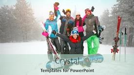  Presentation with teenagers - Audience pleasing PPT theme consisting of cheerful of group of teenagers friends have a good time in winter backdrop and a soft green colored foreground
