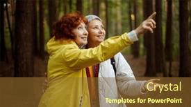  Presentation with birds - PPT theme featuring cheerful-old-female-friends-walk background and a tawny brown colored foreground