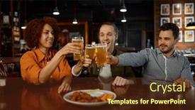  Presentation with sports bar - Slide deck enhanced with cheerful-old-friends-having-fun background and a tawny brown colored foreground