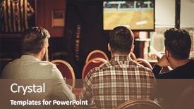  Presentation with friends - Cool new theme with cheerful old friends watching sports backdrop and a tawny brown colored foreground